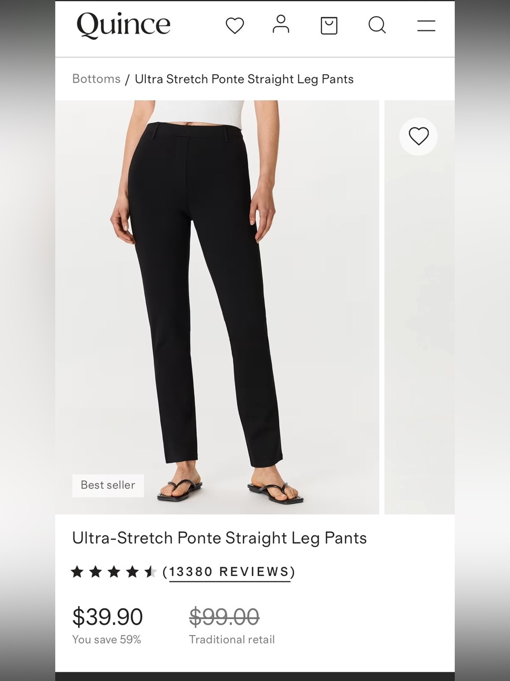Quince Ultra-Stretch Ponte Straight Leg Pants